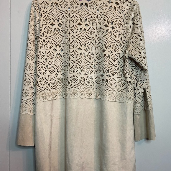 Alberto Makali tan ecru metallic studded Laser cutout ladies tunic medium med - Picture 8 of 8